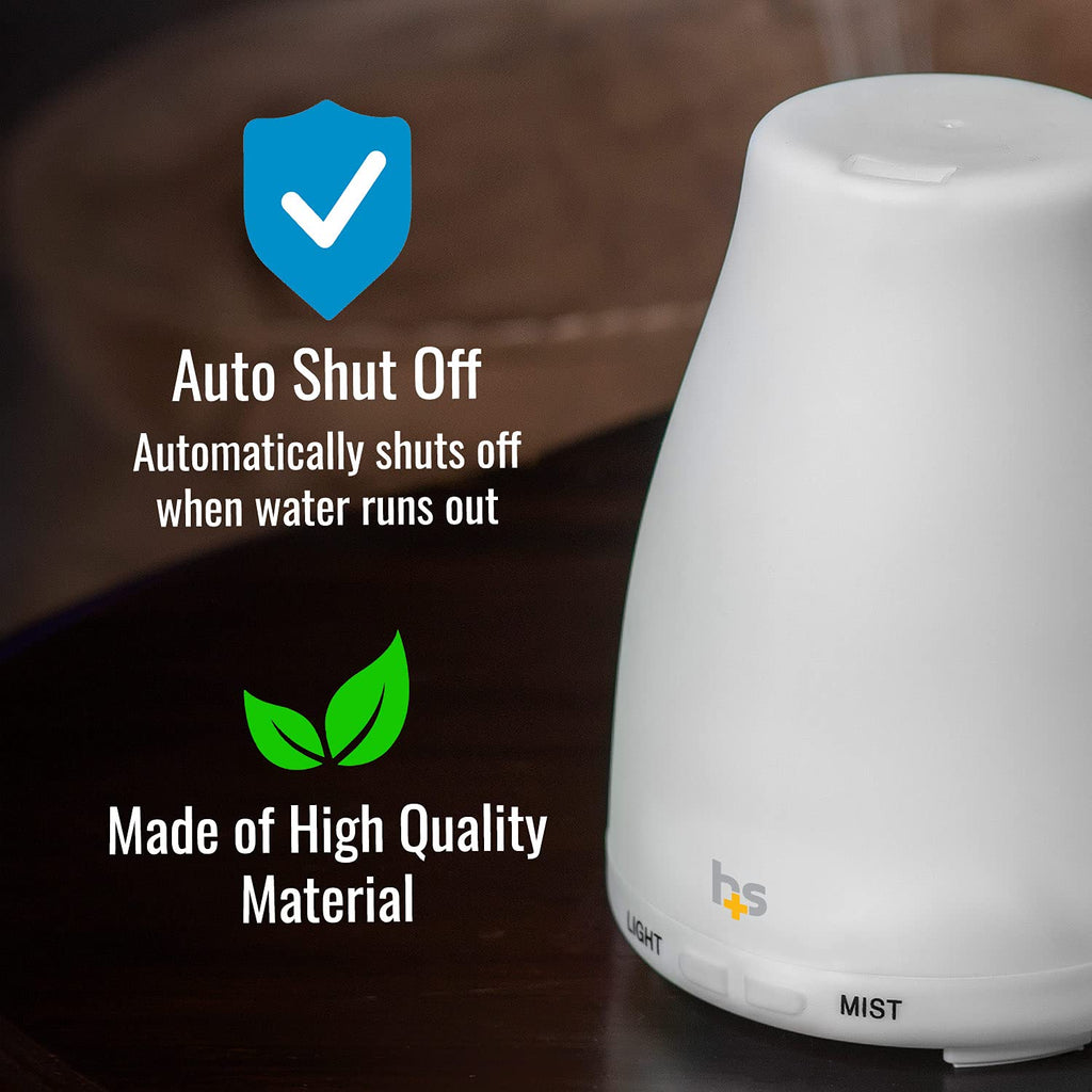 HealthSmart Essential Oil Diffuser, Cool Mist Humidifier and Aromatherapy Diffuser with 150ML Tank Ideal for Small Rooms, Adjust