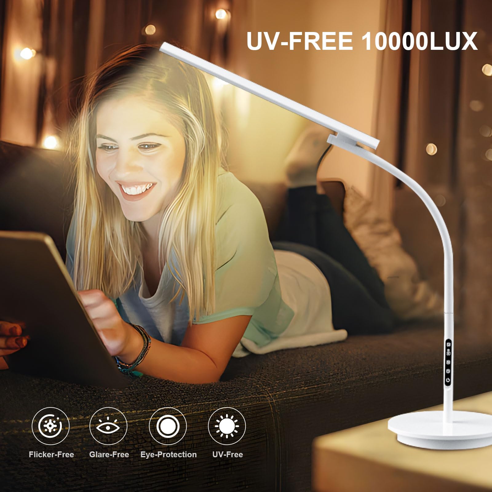 Sozapooty Light Therapy Lamp,10000 Lux Happy Therapy Light, Floor Sun Therapy Lamp with Remote & Touch Control & Adjustable Goos