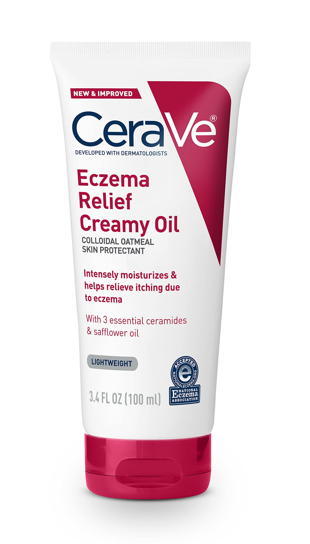 CeraVe Eczema Relief Creamy Body Oil, Eczema Calming Cream With Colloidal Oatmeal & Safflower Oil For Dry Skin & Itchy Skin Reli