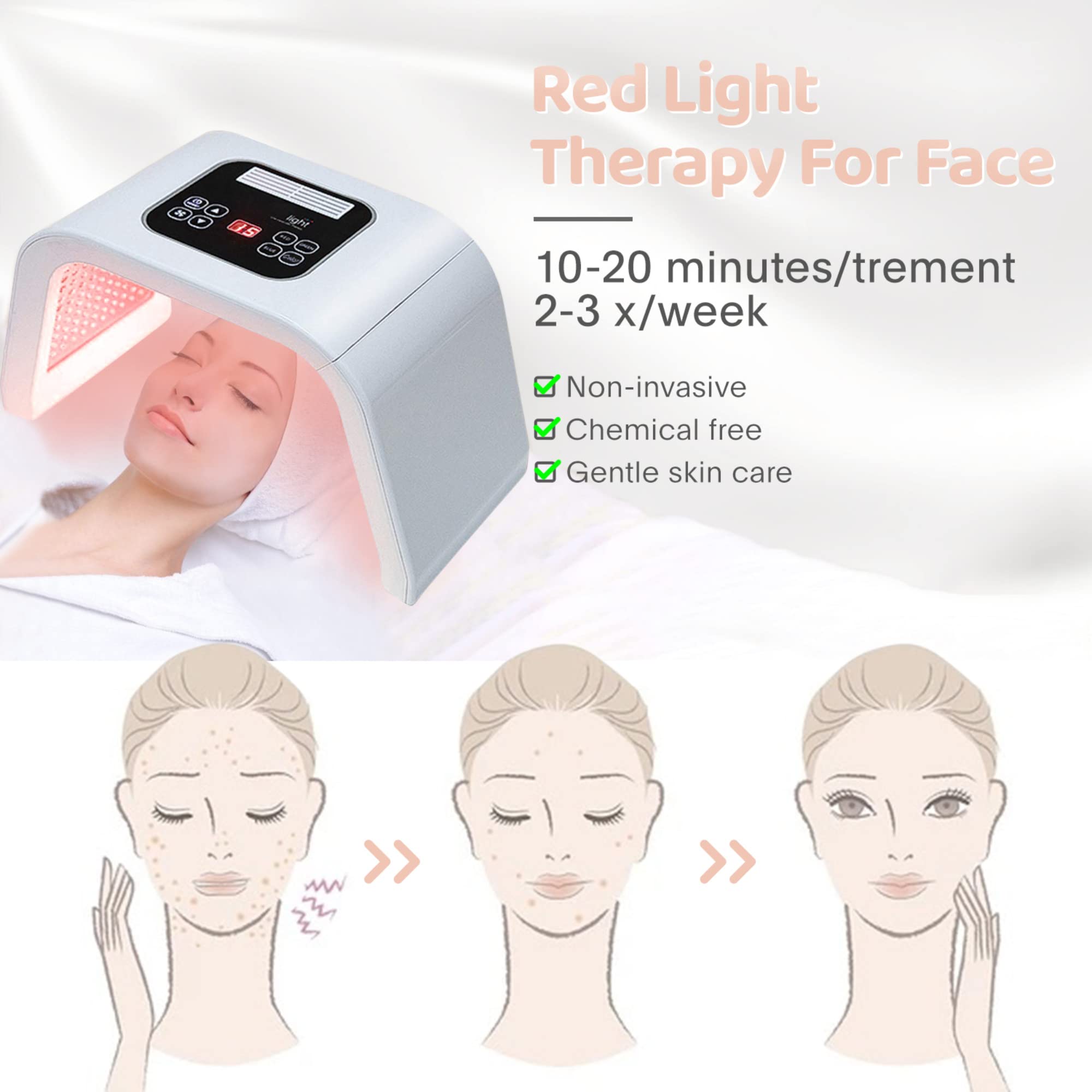 FXXXCUWUU Led-Light-Therapy, Red Light Therapy for Face 7 in 1 Colors LED Facial Skin Care Tool Facial Neck Body Hand Skincare M
