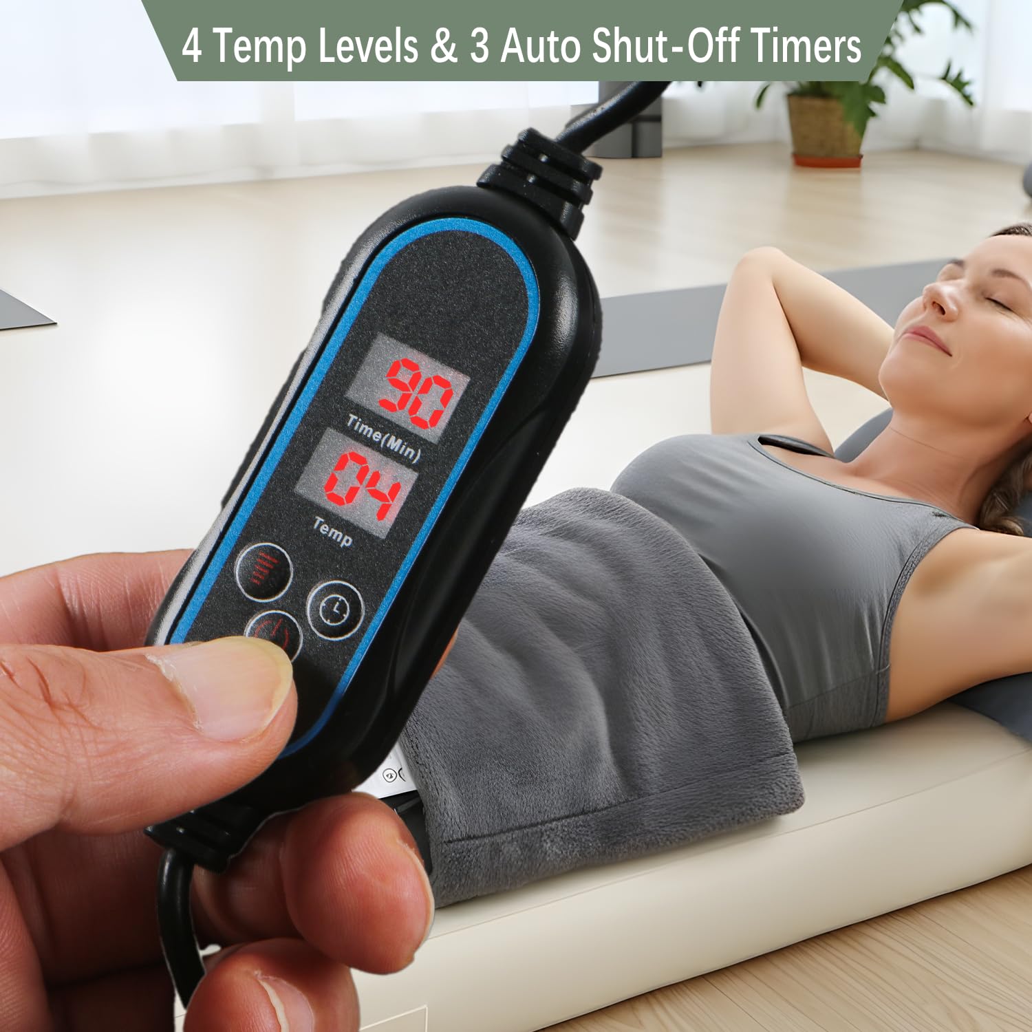 Melissa Electric Weighted Heating Pad for Back,Neck,Abdomen, 12V Low Voltage, 3 Timer Settings with Auto Shut-Off, Machine Washa
