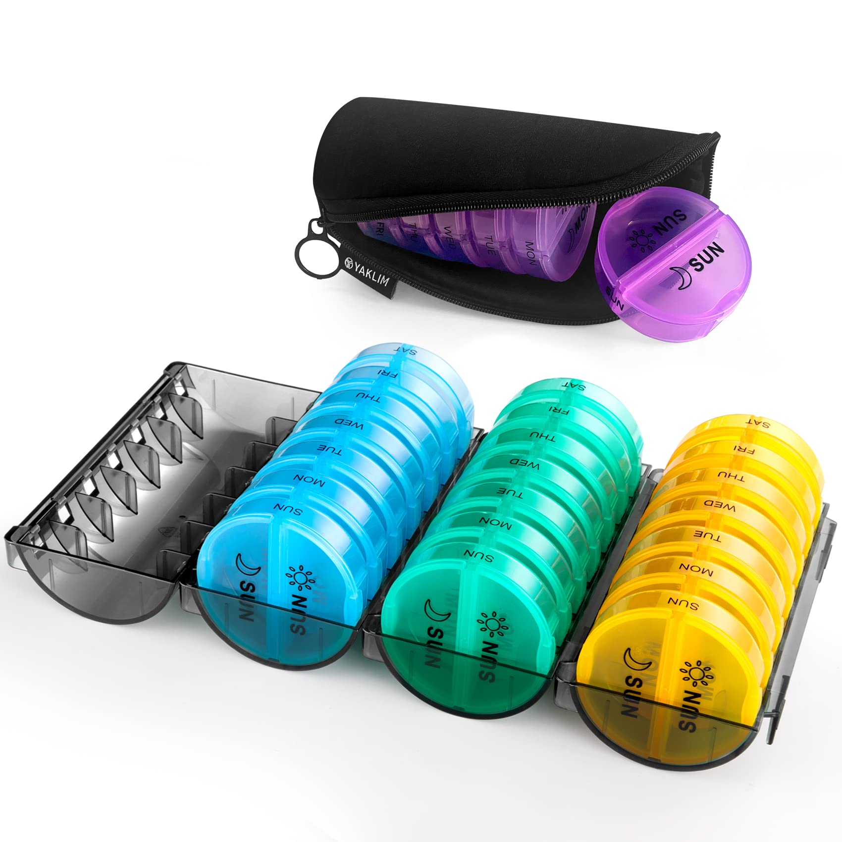 Yaklim Monthly Pill Organizer 2 Times A Day,XL One Month 28 Day Pill Box AM PM,Daily Pill Case Large 4 Week,Medication Organizer