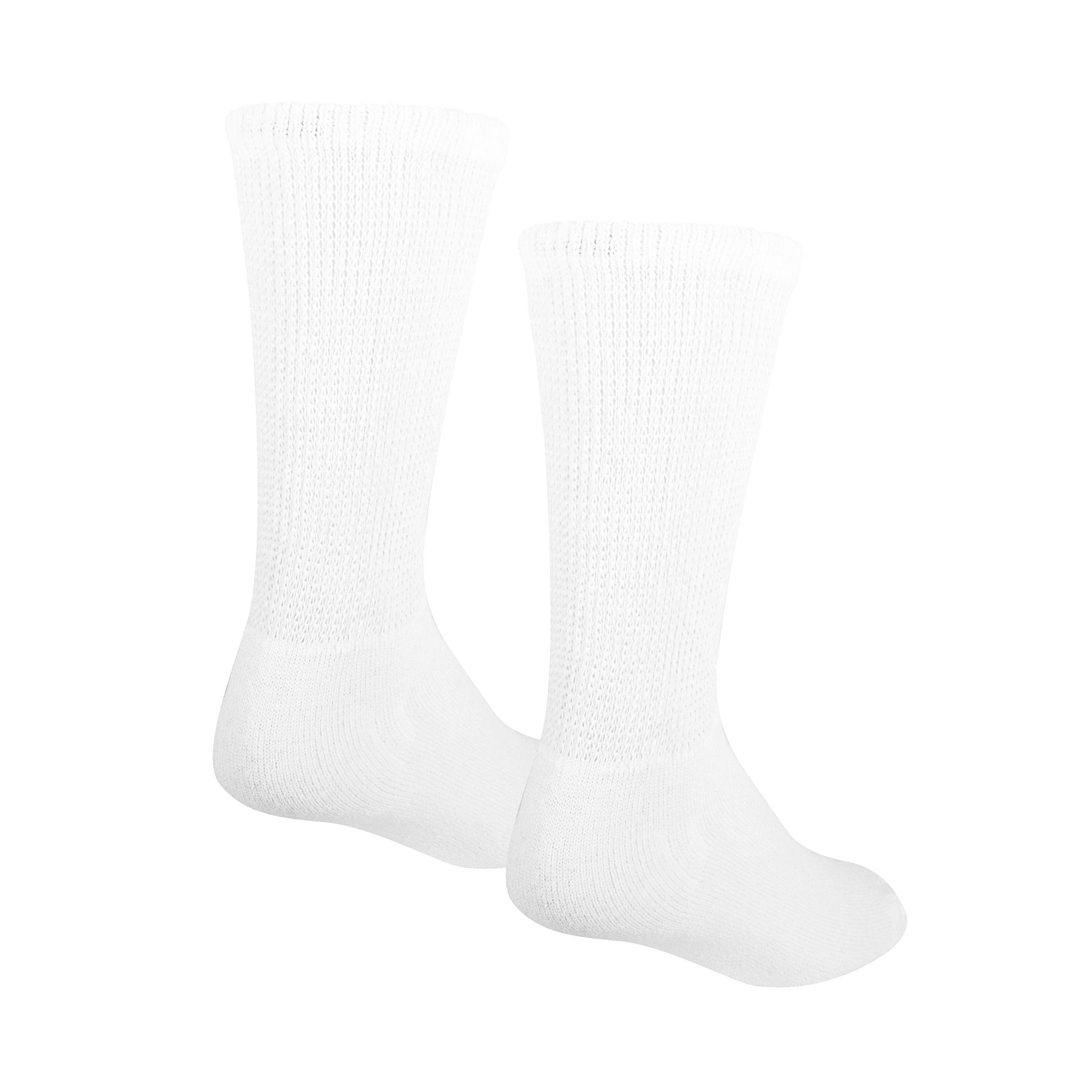 NuVein Diabetic Socks Sensitive Foot Comfort Loose Knit, White, Medium