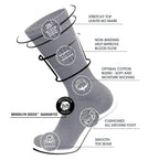 3 Pairs of Cotton Diabetic Neuropathy Crew Socks (10-13, Fits Mens shoe size 9-12, Gray)