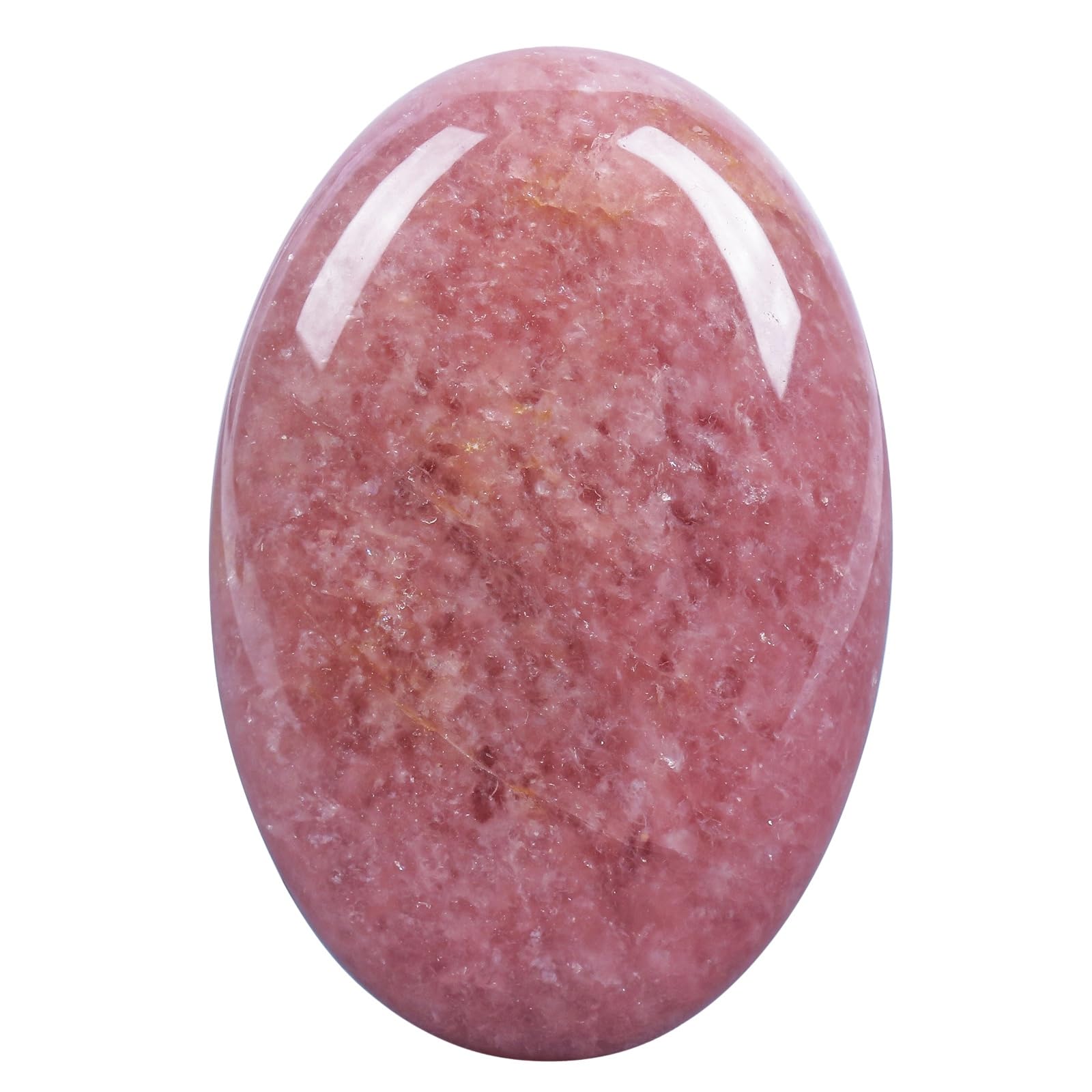 Loveliome Natural Strawberry Quartz Oval Polished Worry Stones, Healing Crystal Indoor Fountain Stones Massage Energy Anxiety Re