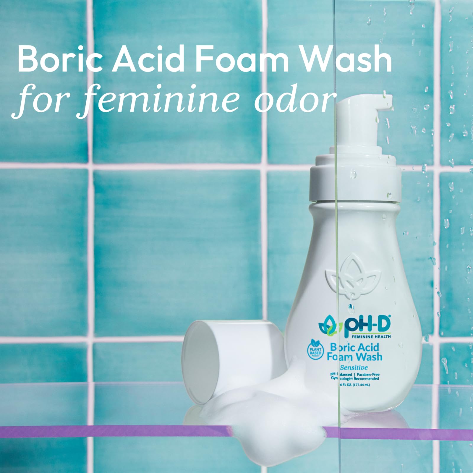 pH-D Feminine Health Support - Boric Acid Foam Wash - pH-Balanced, Paraben-Free, and Plant-based (Sensitive, 6 Fl Oz (Pack of 2)
