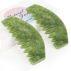 airogym 2pcs Natural Jade Massage Comb, Guasha Scraping Scalp Comb, Multi-Functional Handheld Scalp Massage Tools for Head Carin