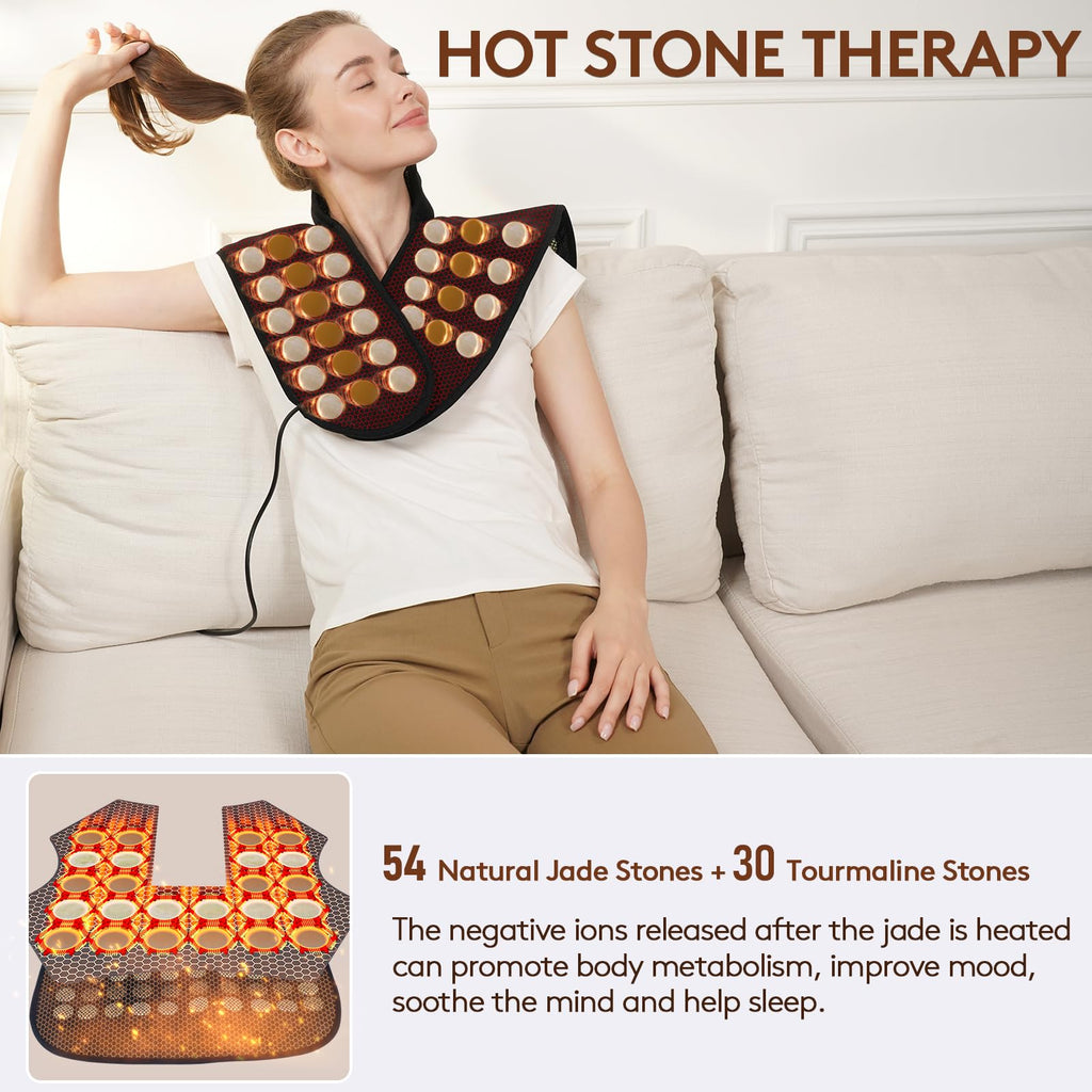 UTK Heating Pad for Neck and Shoulder, Natural Jade and Tourmaline Stones, Auto Shut Off, Memory Function,Temperature Adjustable
