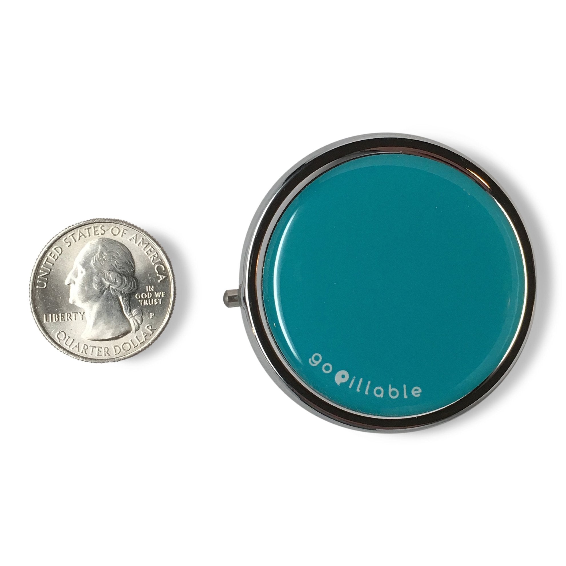 GOPILLABLE Pill Box Pill CASE for Pocket OR Purse Teal Design Pill Organizer for Travel Small Pill Box/Pill case