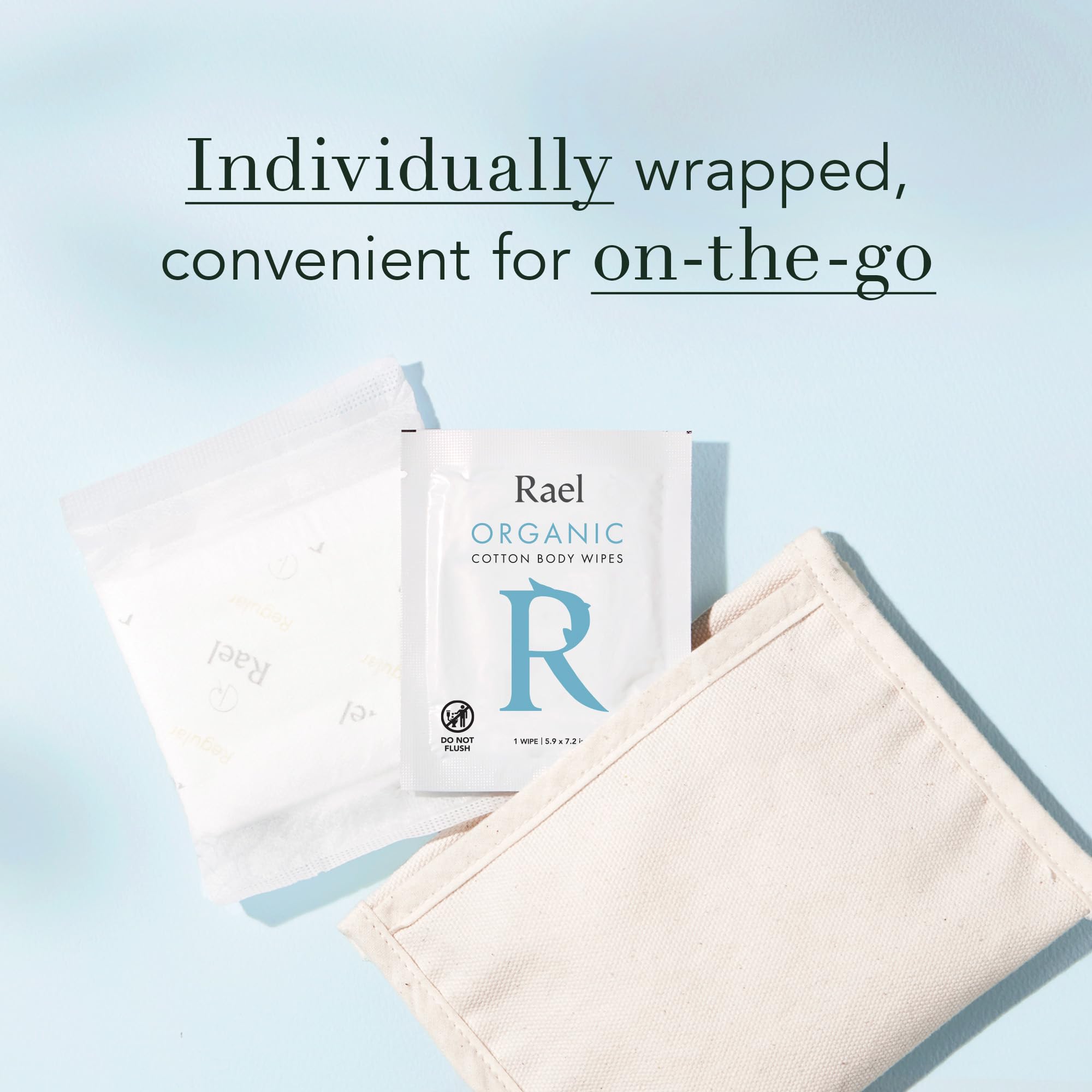 Rael Body Wipes, Organic Cotton Wipes for Women - Unscented Body Wipes, Individually Wrapped, All Skin Types, Vegan, Cruelty Fre
