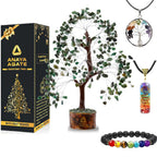 Crystal Tree of Life Green Aventurine Healing Crystal Trees for Home & Office Decoration, Handmade Gem Money Bonsai Tree for Pos