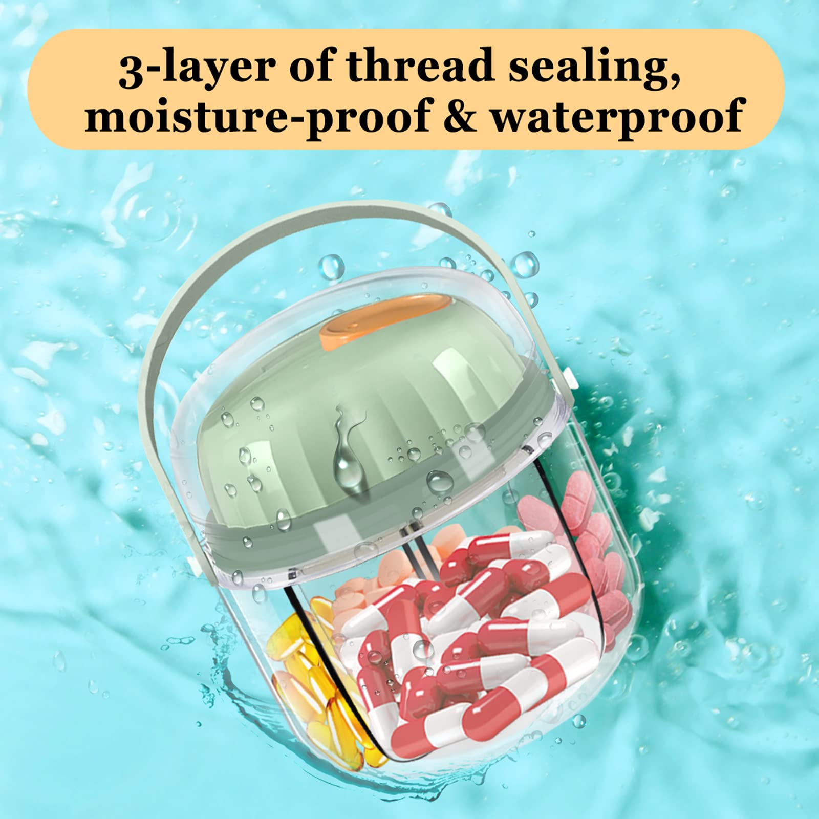 Portable Pill Box, GloDeals Weekly Pill Organizer 7-Day Travel Medicine Organizer NO-BPA Moisture Proof Portable Medicine Contai