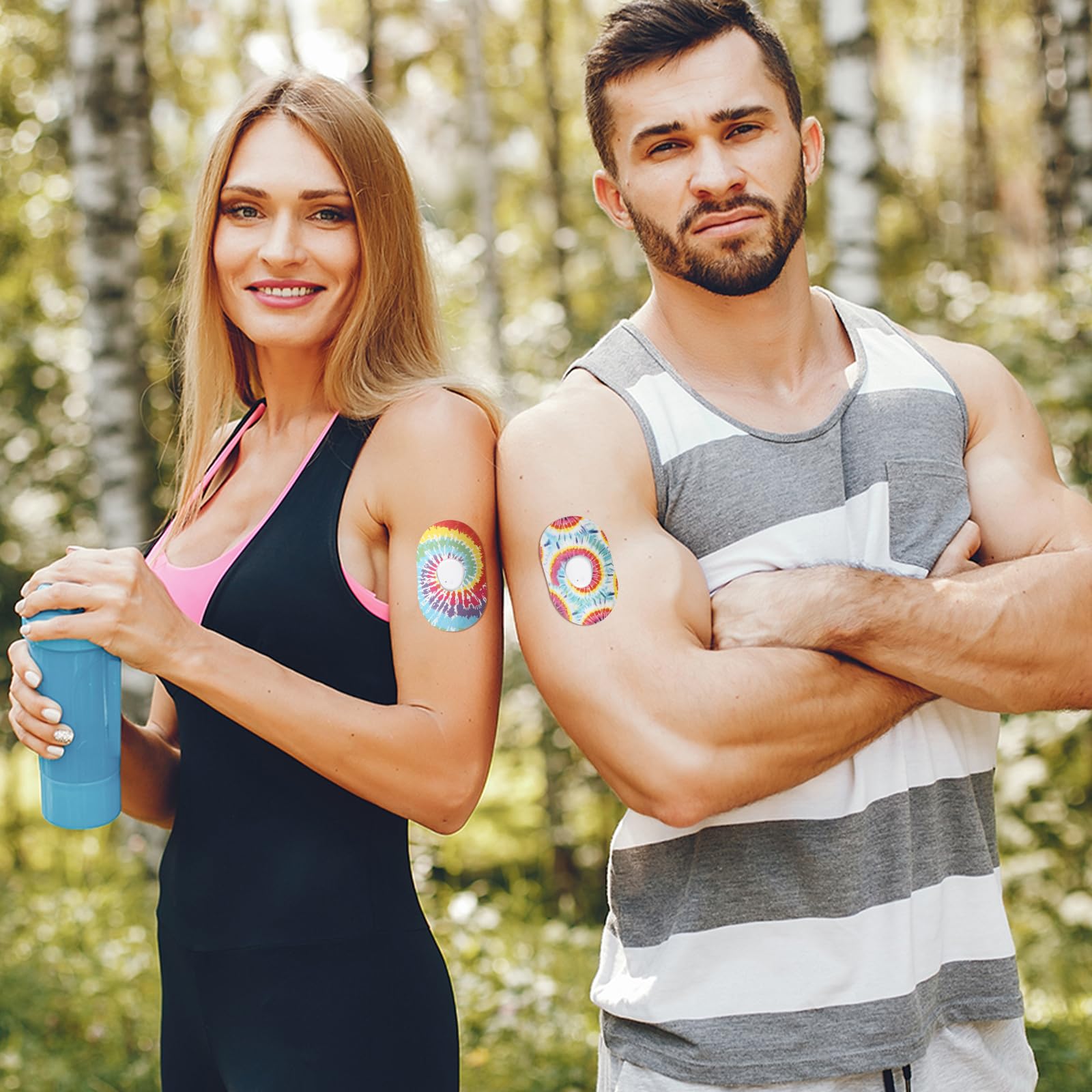 Geiserailie 32 Pack Over Patches Waterproof Compatible with Dexcom G7, Cgm Patches Tie Dye Colorful Adhesive Tape Stickers Senso