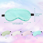 BBTO 4 Pcs Silk Sleep Eye Masks Smooth Soft Satin Eye Covers with Adjustable Strap Blindfold for Sleeping Blocking Out Lights Tr