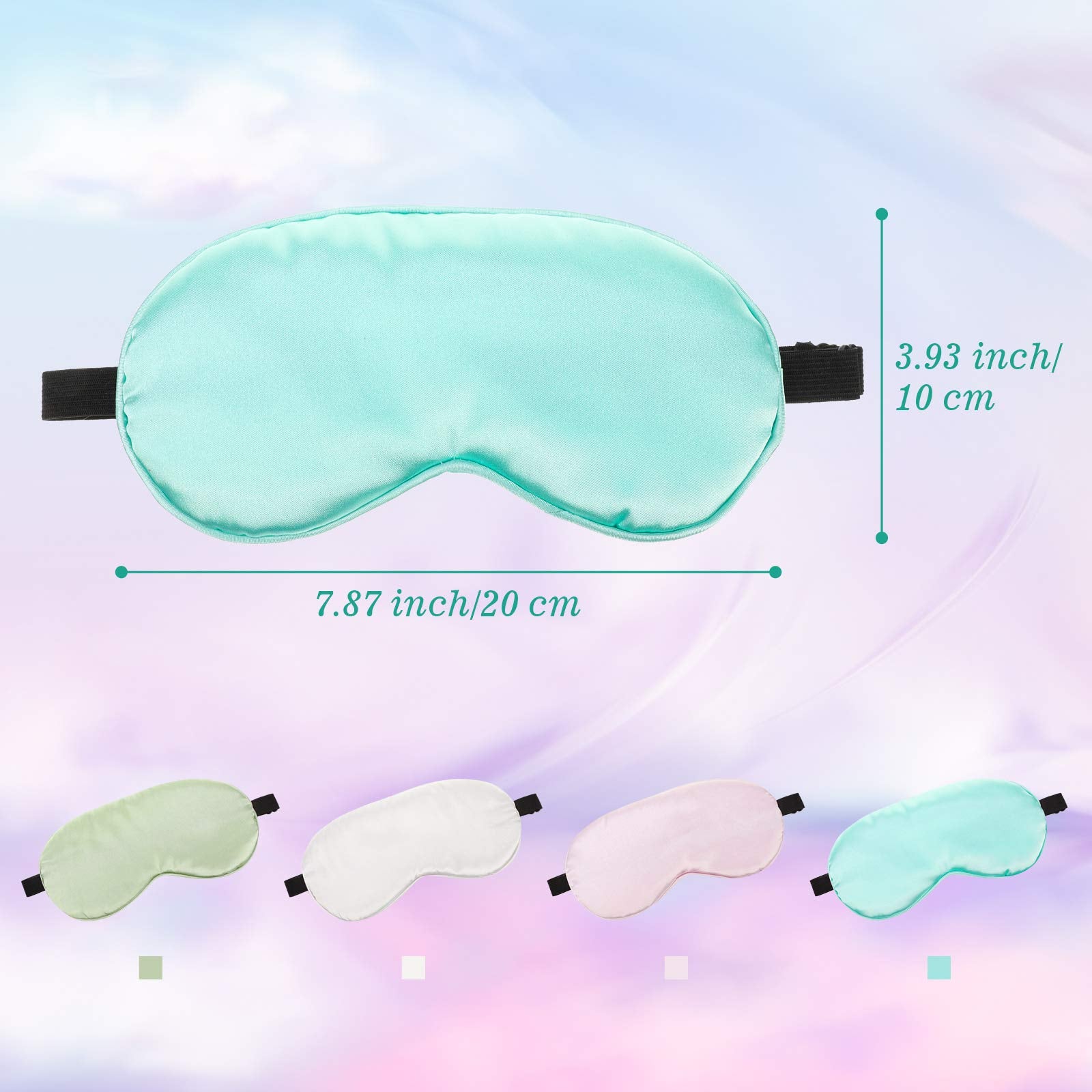 BBTO 4 Pcs Silk Sleep Eye Masks Smooth Soft Satin Eye Covers with Adjustable Strap Blindfold for Sleeping Blocking Out Lights Tr