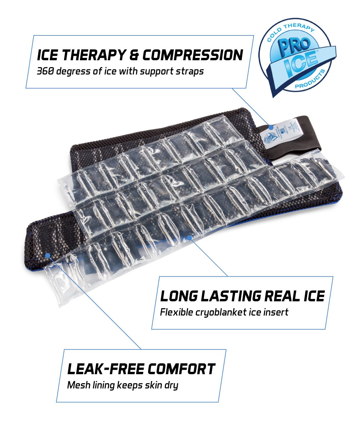 Ankle/Foot Ice Therapy Wrap - Perfect for Sprained Ankles, Plantar Fasciitis, Achilles tendonitis, and Swelling Feet - Ice Packs