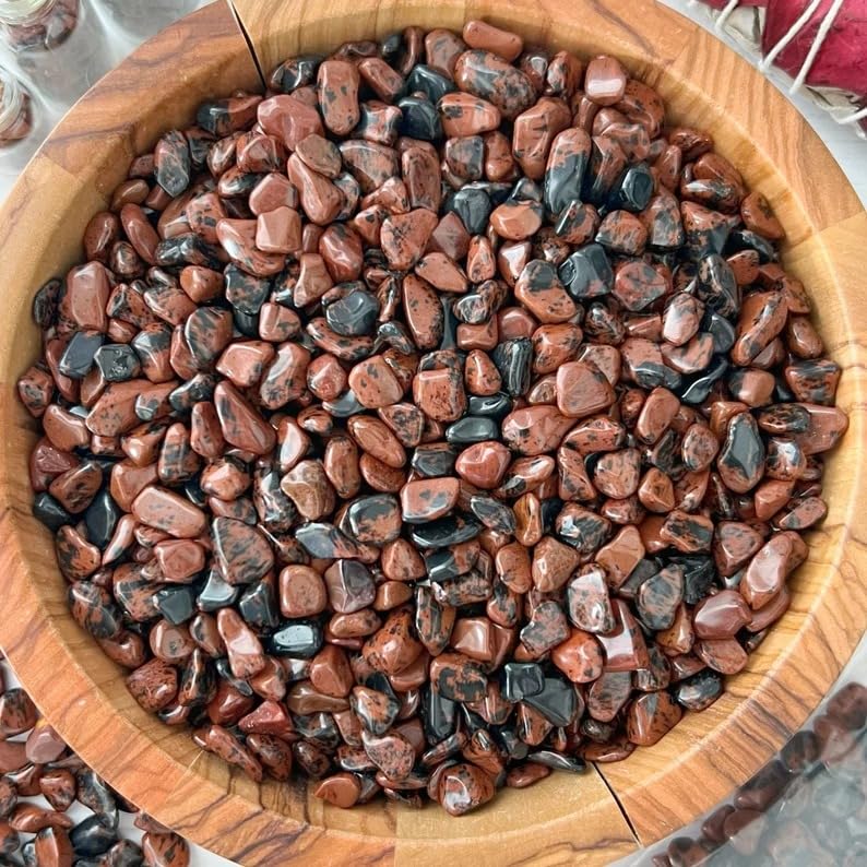 Indian Consigners Natural Crushed Polished Tumbled Gem Stone Chips, Decoration & Healing Crystals (Mahagony)