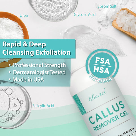 Ebanel Set of Professional Callus Remover for Feet, and Urea Cream 40% Plus Salicylic Acid 2%, Heel Foot Callus Remover Gel Exfo
