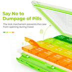 AUVON Monthly Pill Organizer Moistureproof, Large 28 Days Pill Case with Removable 4 Weeks Pill Box Rows, Travel-Friendly Pill C