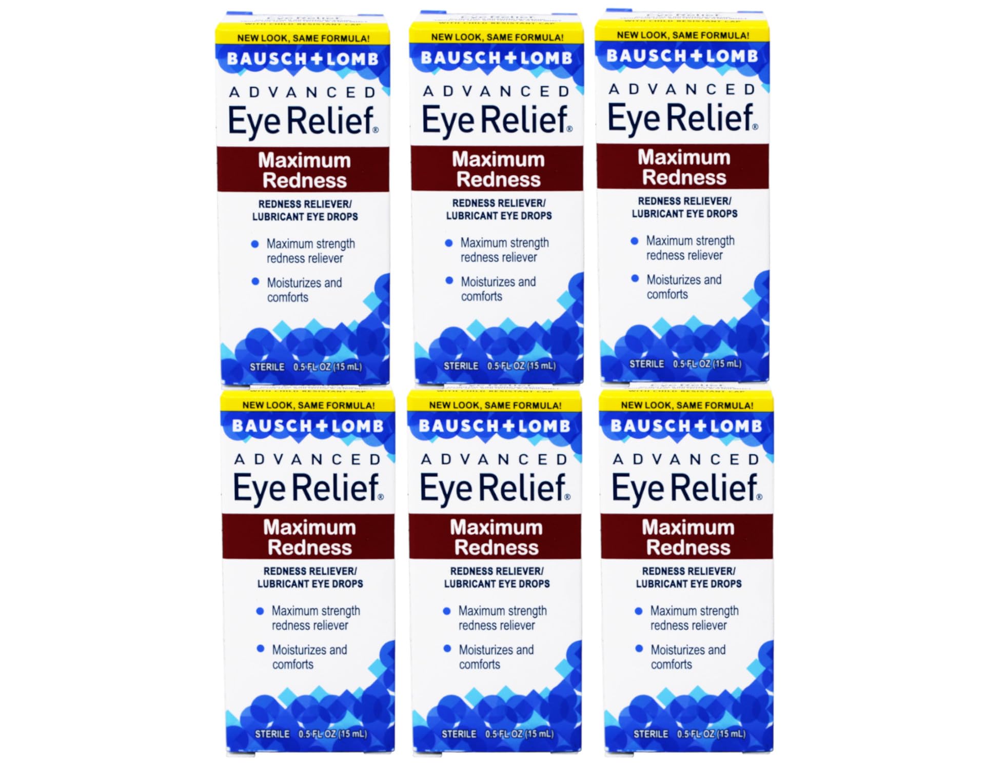 Bausch & Lomb Advanced Eye Relief Maximum Redness Reliver, 0.5 Fl Oz (Pack of 6)