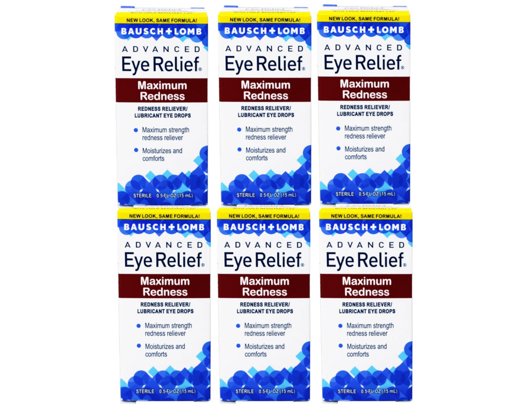 Bausch & Lomb Advanced Eye Relief Maximum Redness Reliver, 0.5 Fl Oz (Pack of 6)