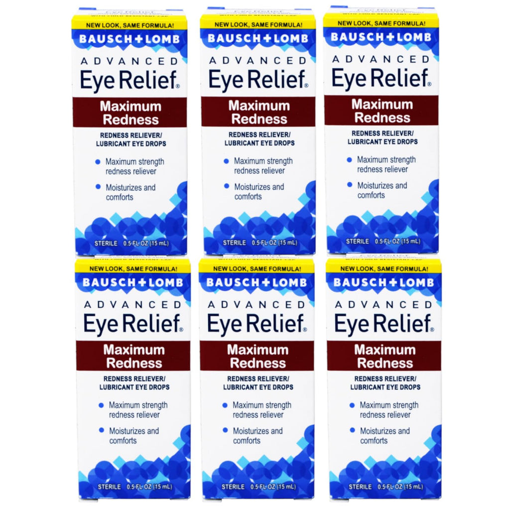 Bausch & Lomb Advanced Eye Relief Maximum Redness Reliver, 0.5 Fl Oz (Pack of 6)