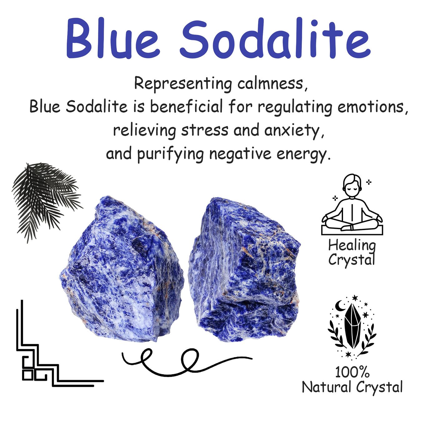 NUKAYAI 2Pcs Sodalite 1.8-2.2 Large Crystals and Healing Stones Raw Natural Blue Sodalite Rough Rocks Healing Crystal for DIY Po