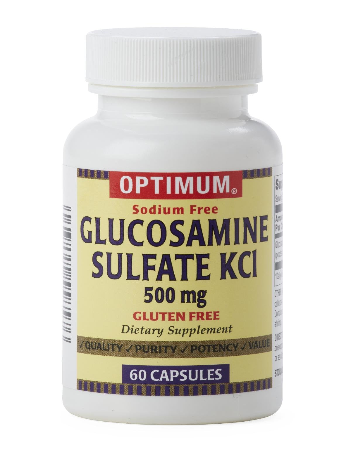 Optimum Glucosamine Sulfate KCI 500mg, 60 Capsules Each (Pack of 7)