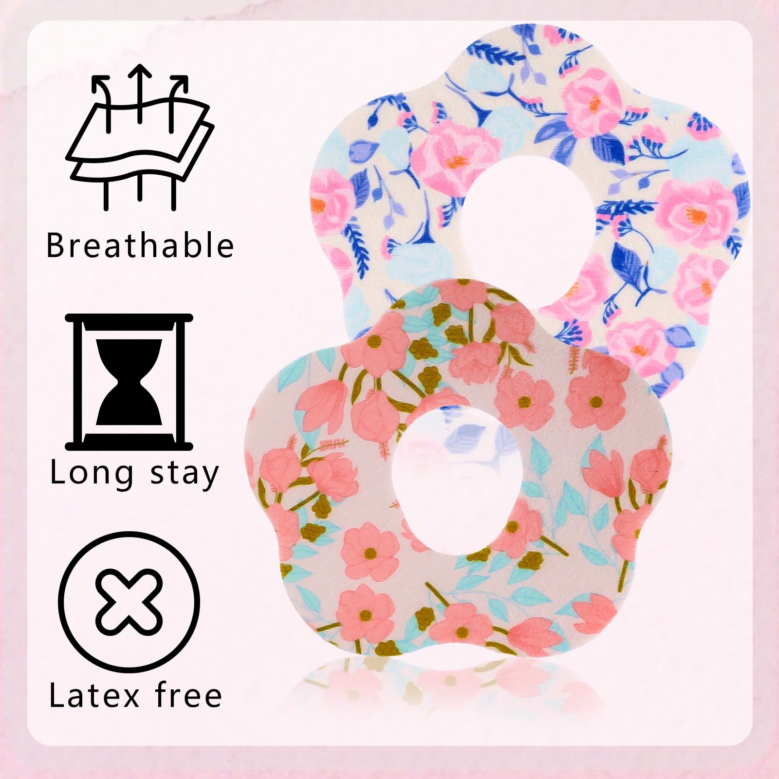 40pcs Adhesive Over Patches for Dexcom G7, Breathable Waterproof Flower Fabric Sensor Covers with Hole for CGM Tape Protector, F