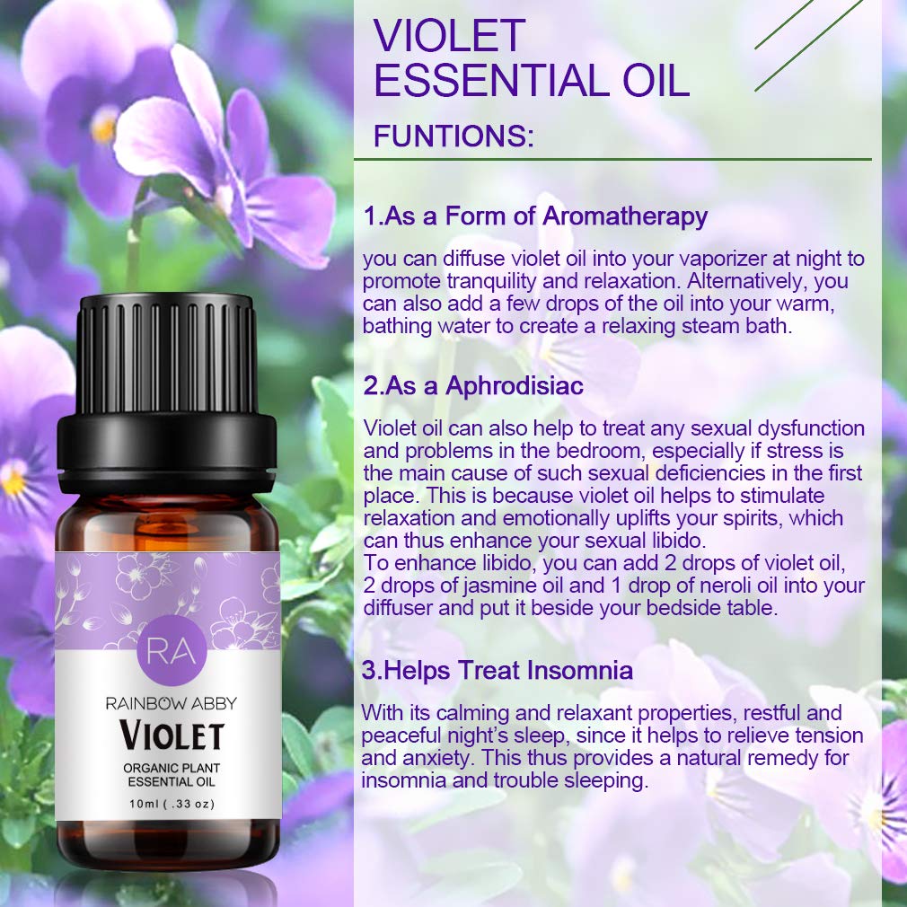 Violet Essential Oil 100% Pure Oganic Plant Natrual Flower Essential Oil for Diffuser Message Skin Care Sleep - 10ML