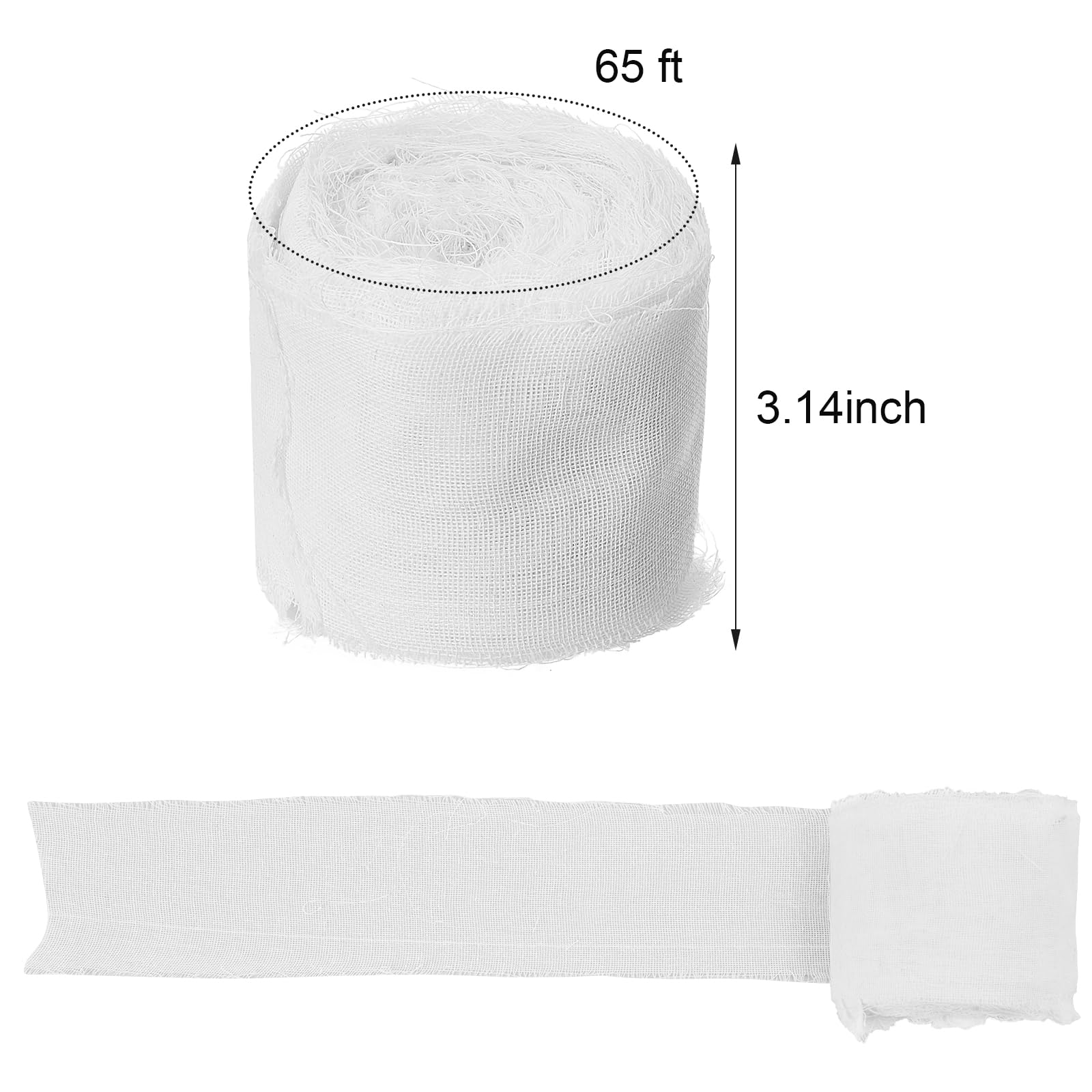 Preboun Halloween Mummy Bandage Wrap Bloody Gauze Zombie Makeup Props Creepy Costume Bandage Cosplay Party (White,65.6 ft X 3.15