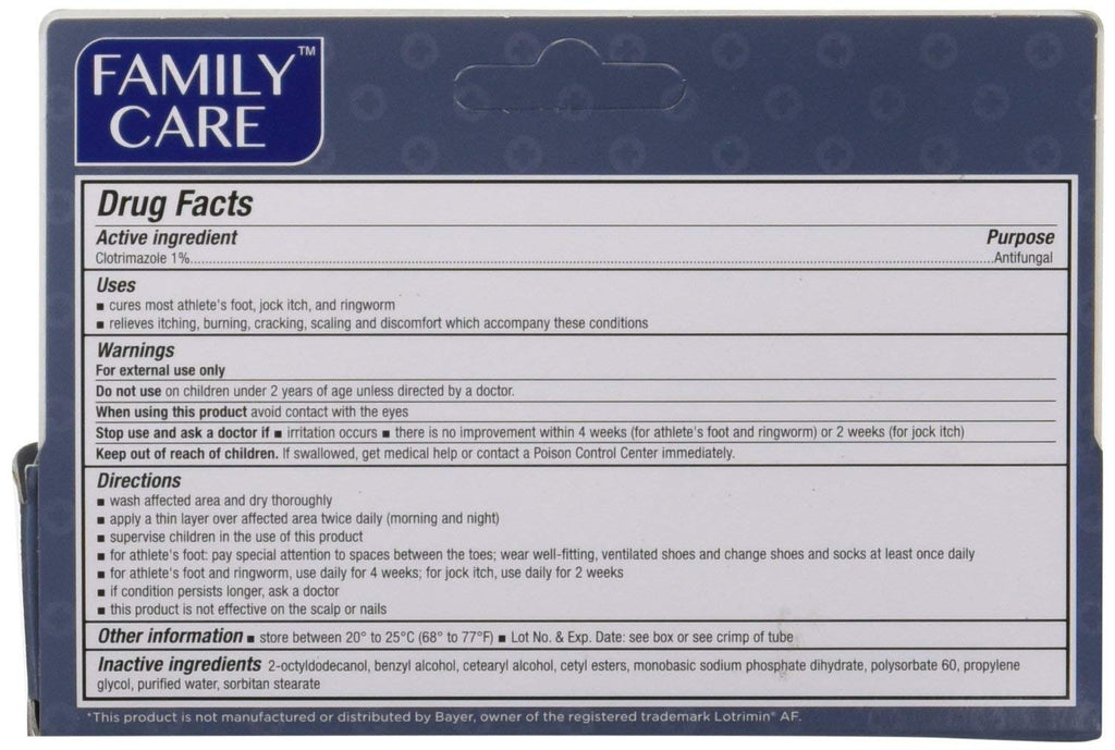 2 Pk. Family Care 831527005052-1 Clotrimazole Anti-Fungal Cream, 1% USP