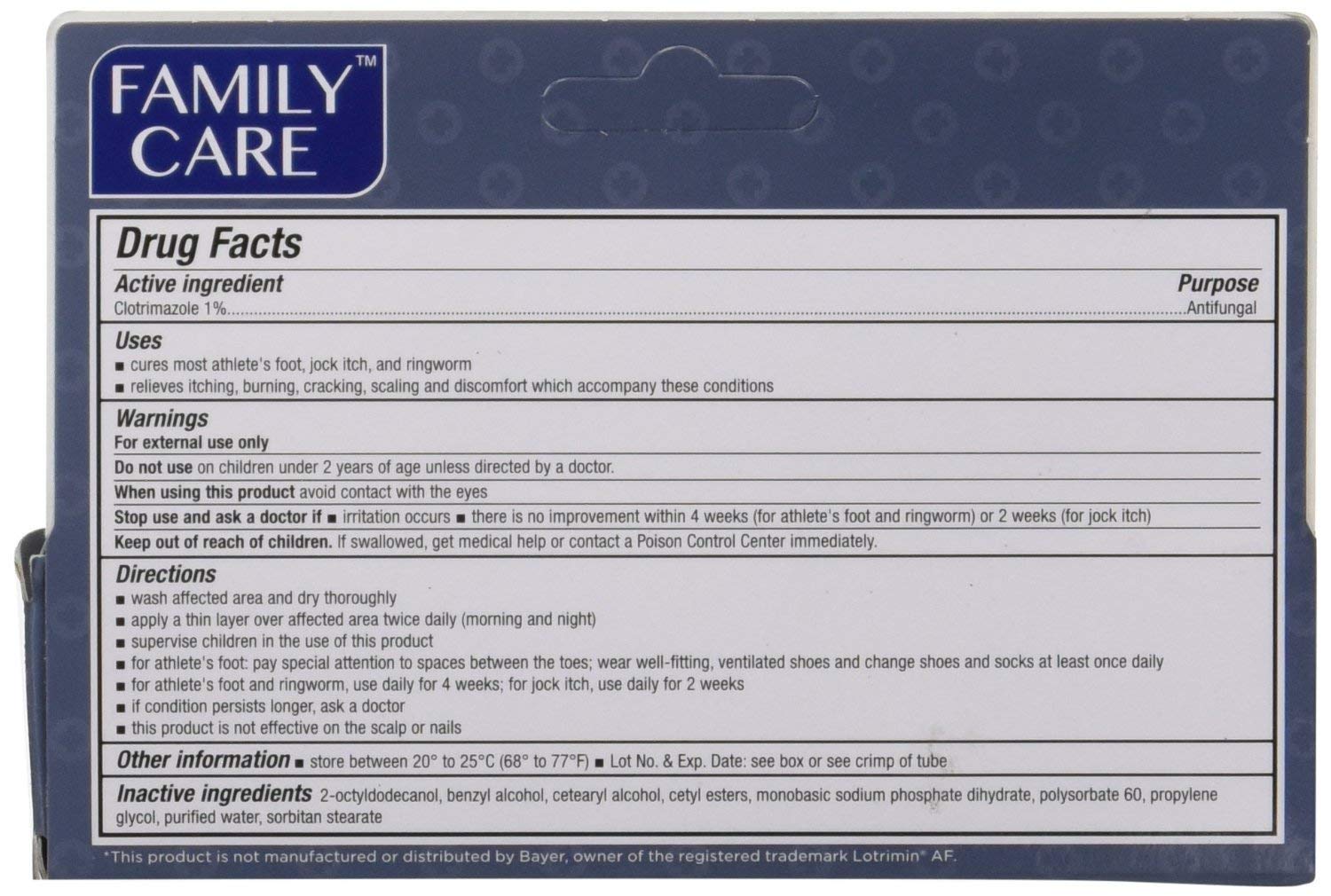 2 Pk. Family Care 831527005052-1 Clotrimazole Anti-Fungal Cream, 1% USP