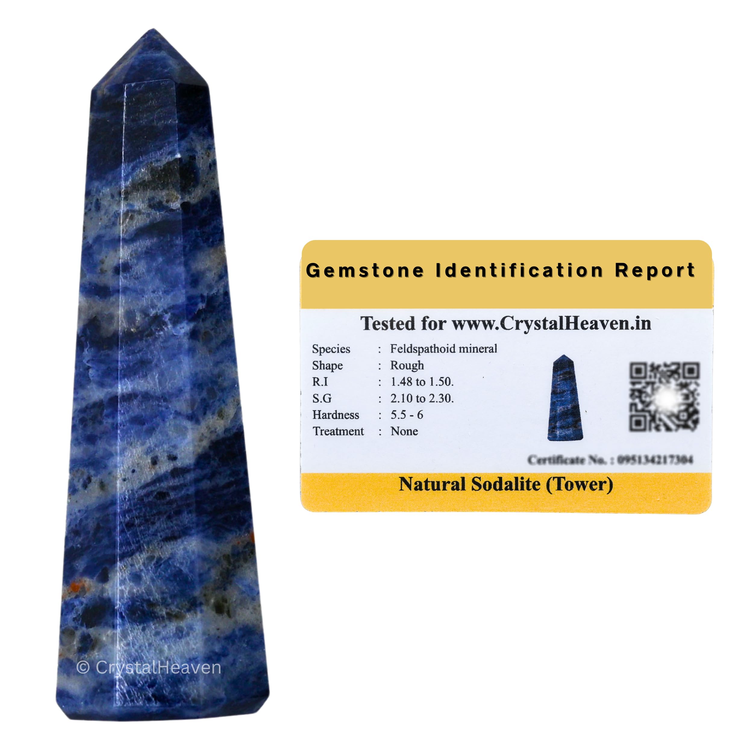 Certified Sodalite Crystal Tower Obelisk Point for Chakra, Healing and Balancing  AAA Grade Original Certified Gemstone Agate f
