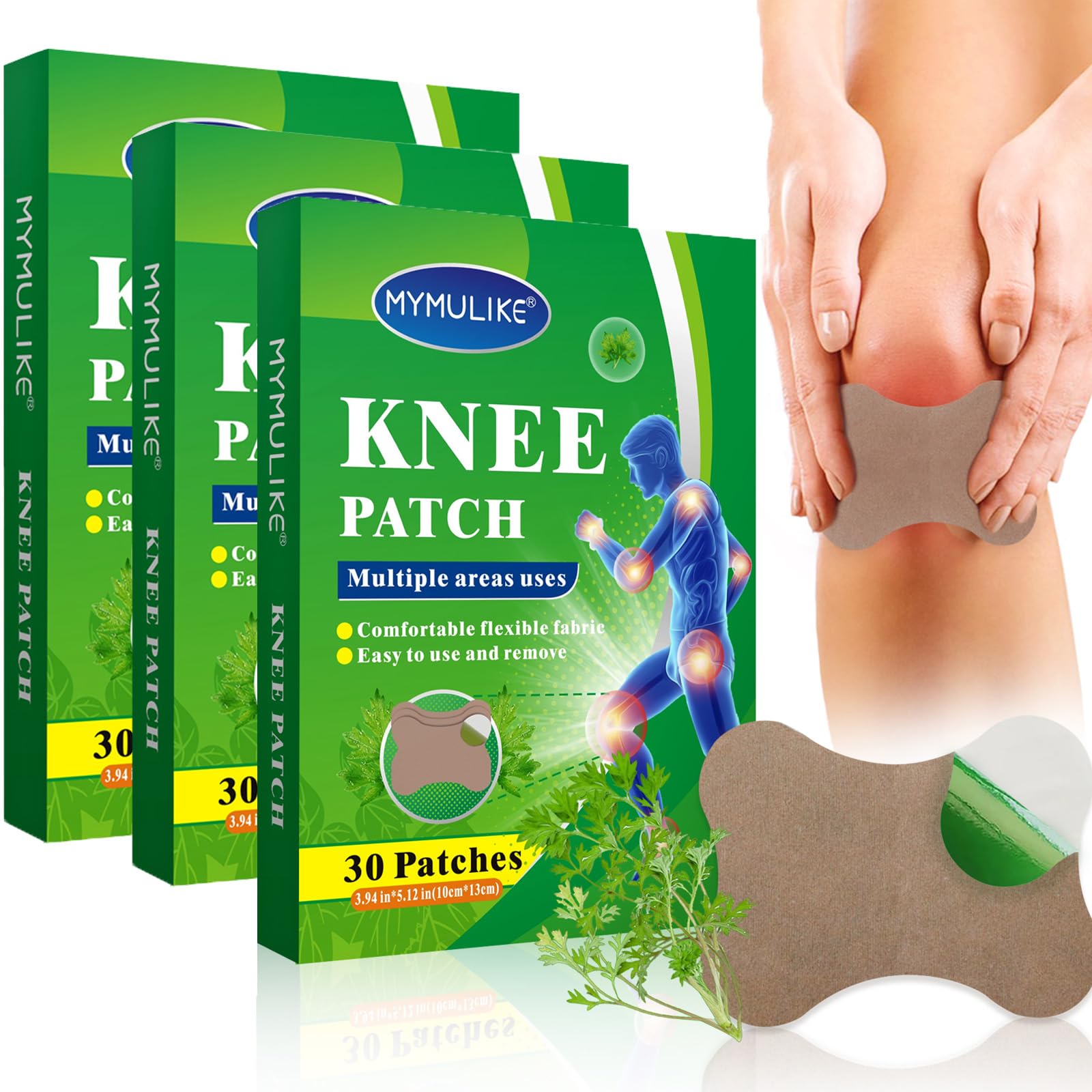 MYMULIKE Knee Patches, 90 Count Warming Herbal Plaster Patches, Long Lasting & Fast Acting Patches for Knee, Shoulder, Back, Nec