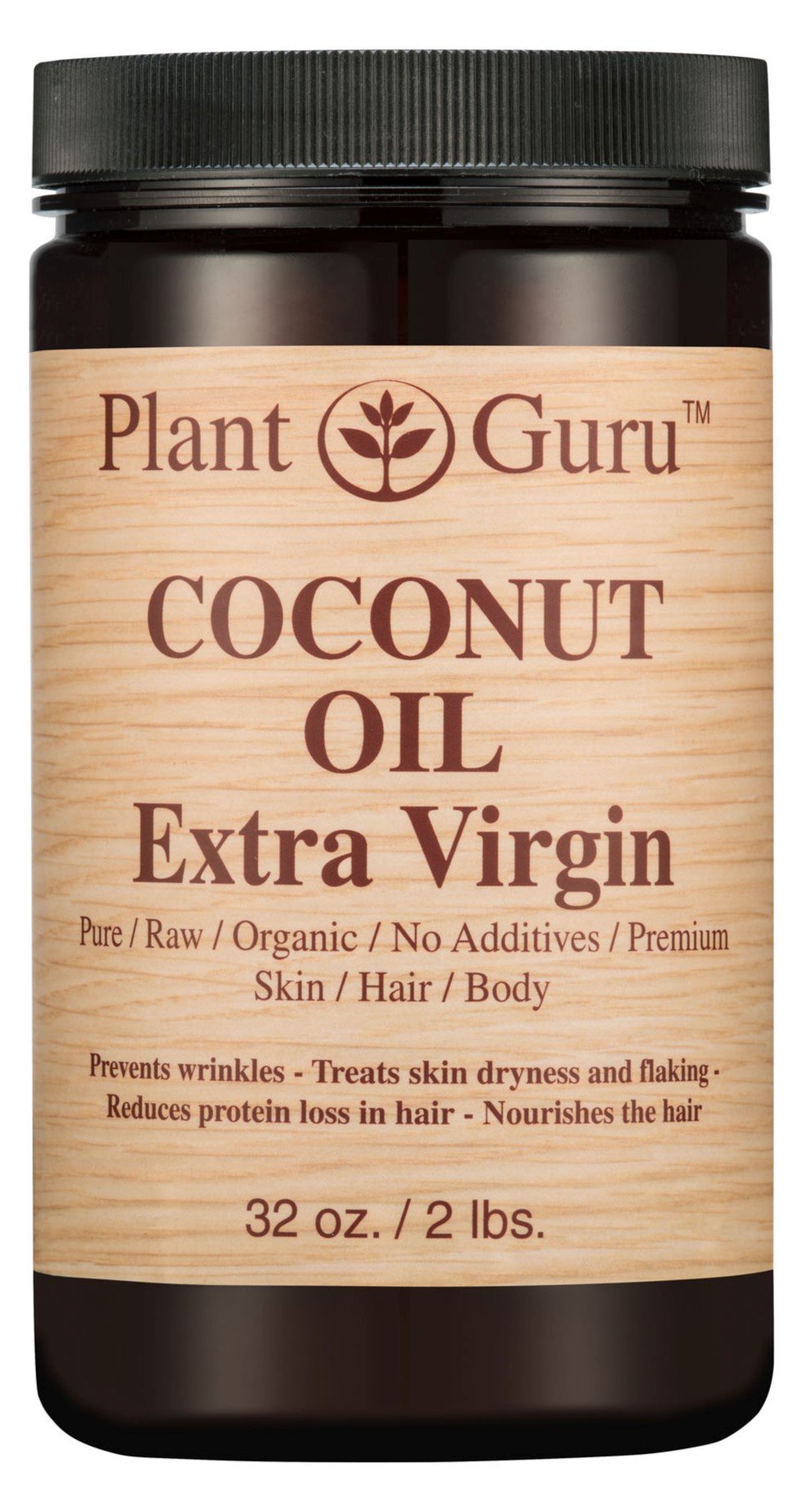 Plant Guru Coconut Oil Extra Virgin Body Butter 32 oz 100% Pure Raw Unrefined Natural Cold Pressed. For Skin, and Hair Growth Mo