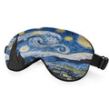 NOHSHE Starry Sky Sleep Eye Mask Eye Cover Van Gogh Night Sky Moon Tree Village Silk Eye Mask for Sleeping with Adjustable Strap