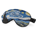 NOHSHE Starry Sky Sleep Eye Mask Eye Cover Van Gogh Night Sky Moon Tree Village Silk Eye Mask for Sleeping with Adjustable Strap