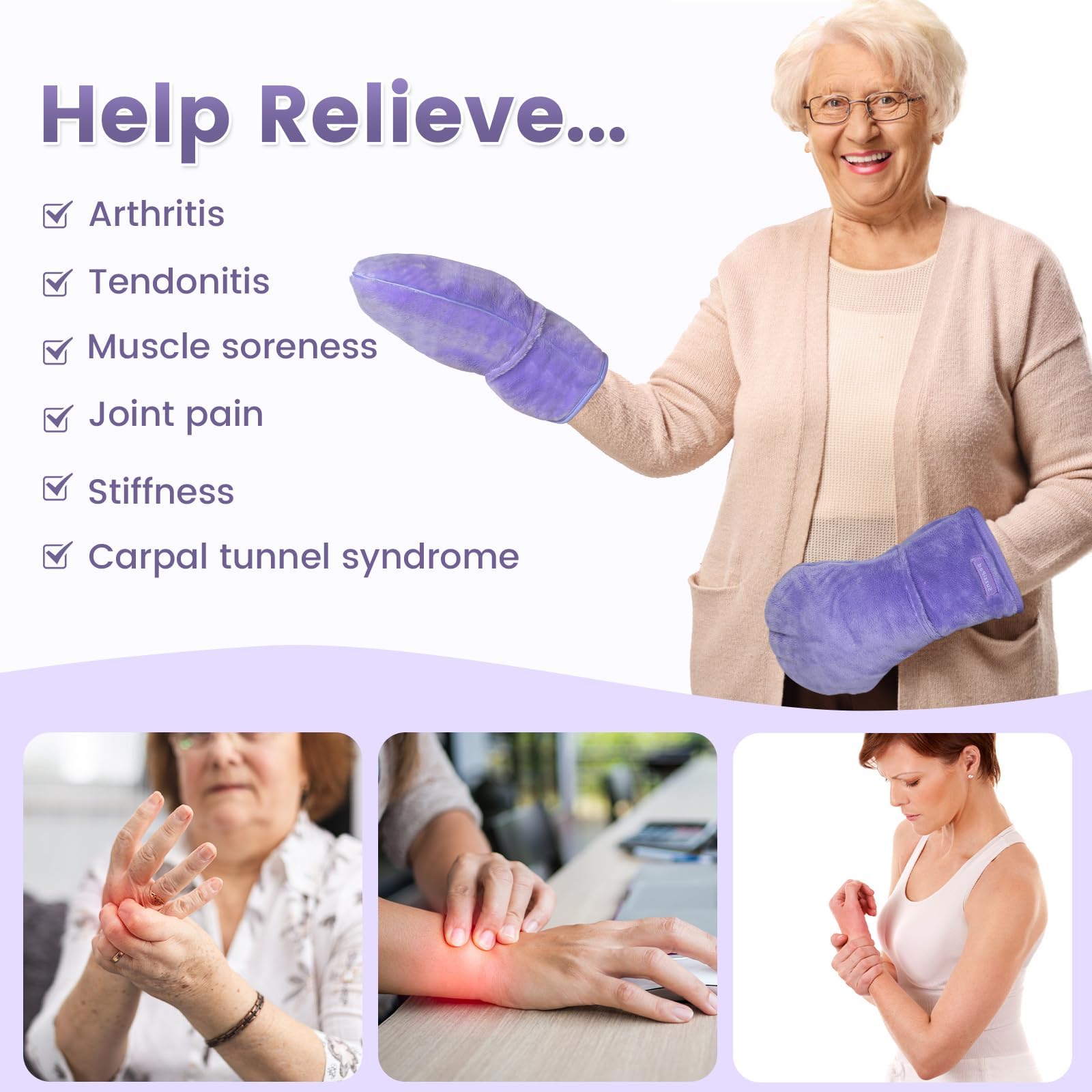 SuzziPad Heated Gloves for Fatigue Soothing, Microwavable Glove for Women to Reduce Discomfort, Washable Hands Warmers, Hand Hea