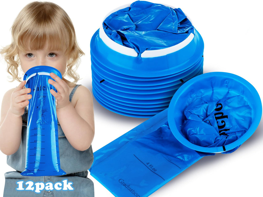 Valchoose 12 Pack Kids Vomit Bags Disposable, Hospital Grade 800ml Motion Sickness Bags for Car Kids Lifesaver, Barf Bags Come i