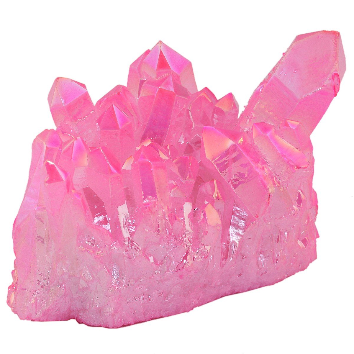Rockcloud Healing Crystal Natural Titanium Coated Fuchsia Rock Quartz Cluster Geode Druzy Home Decoration Gemstone Specimen