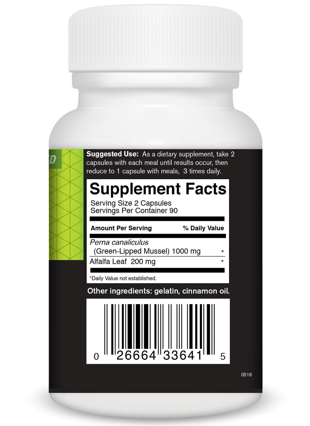 FoodScience of Vermont Sea Mussel, Green-Lipped Mussel Joint Supplement Capsules, 180 Count