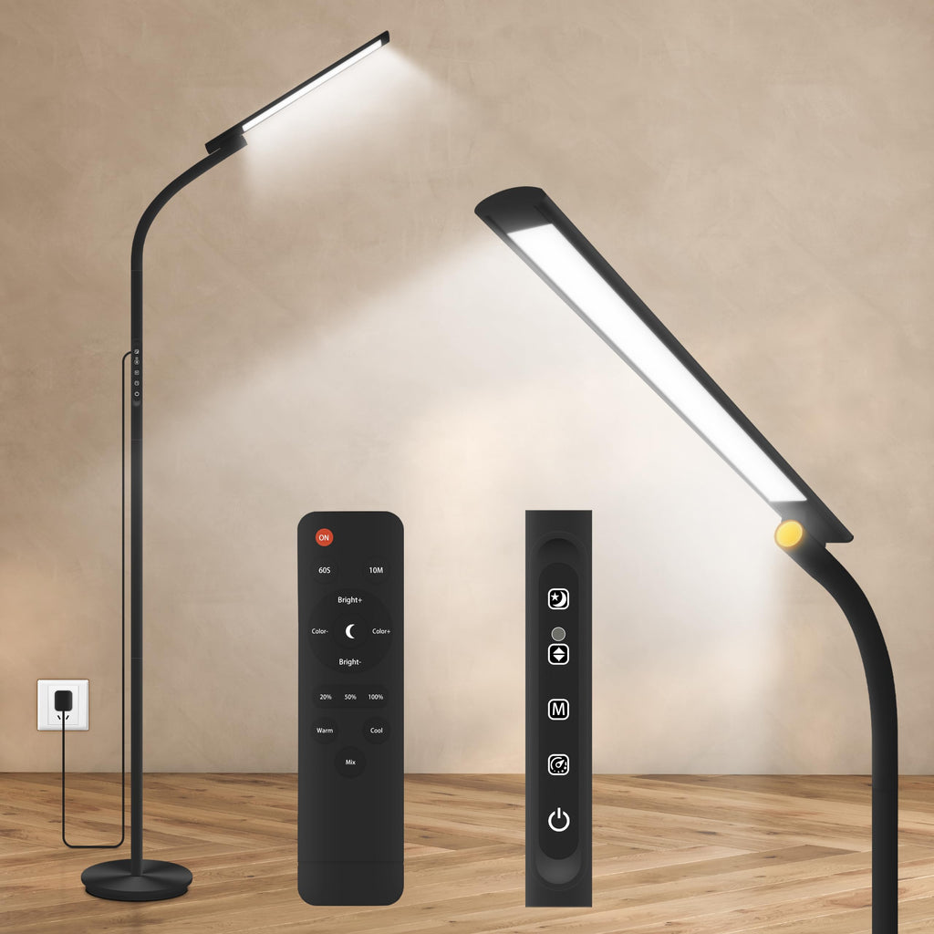 Sozapooty Happy Lamp,10000 Lux Sun Light, Floor Daylight Lamp with Remote & Touch Control & Adjustable Gooseneck for Reading/Off