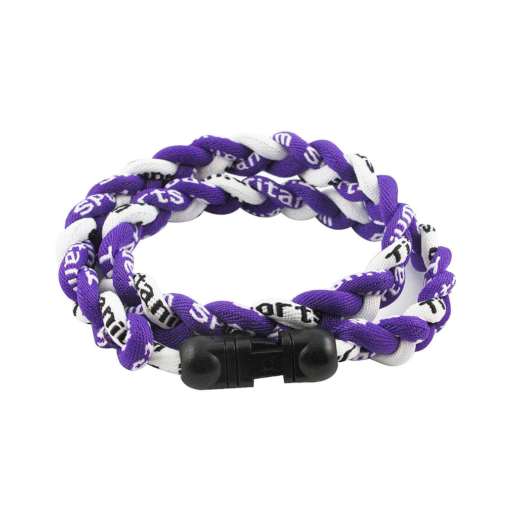 MapofBeauty 18 Fashion Three Braided Rope Sport Style Tornado Necklace (Purple/White)