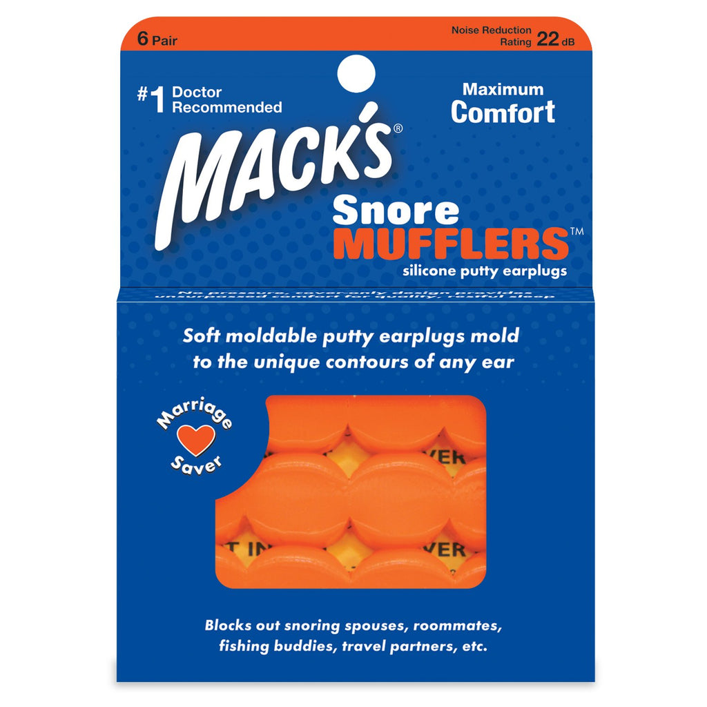 Macks Snore Mufflers Silicone Putty Earplugs, 6 Pairs (Pack of 2)