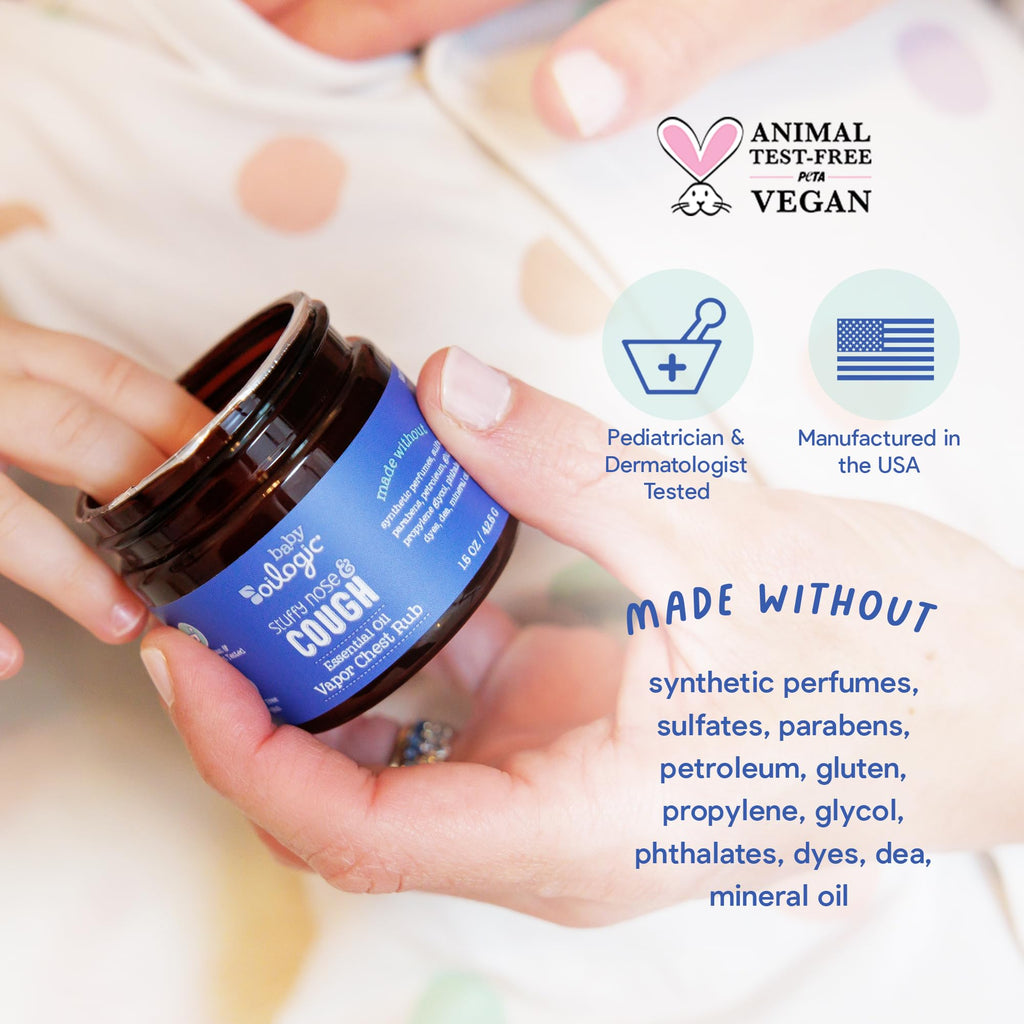 Oilogic Stuffy Nose & Cough Baby Essentials - Baby Humidifier Vapor Drops for Diffuser & Humidifier & Chest Vapor Rub - Gentle E