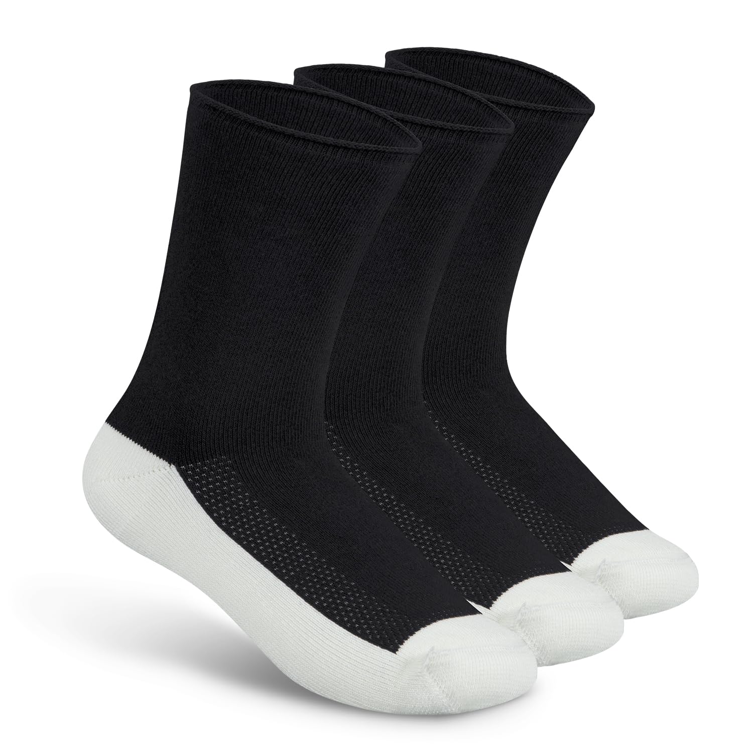 Orthofeet Extra Roomy Non-Binding Non-Constrictive Circulation Seam Free Socks, 3 Pack