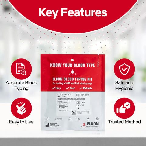 Eldoncard Blood Typing Kit, 10 Test Pack, Rapid Blood Typing Kit, Know Your Blood Type, Accurate Home Blood Type Test Kit, Deter