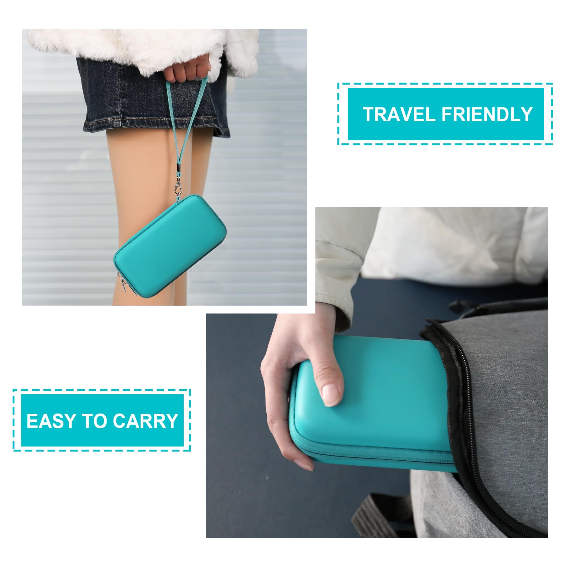 Supmay Hard Carrying Case Compatible with 2 EpiPen's or Auvi-Q, Epinephrine Pen, Medical Travel Case with Mesh Pockets for Asthm