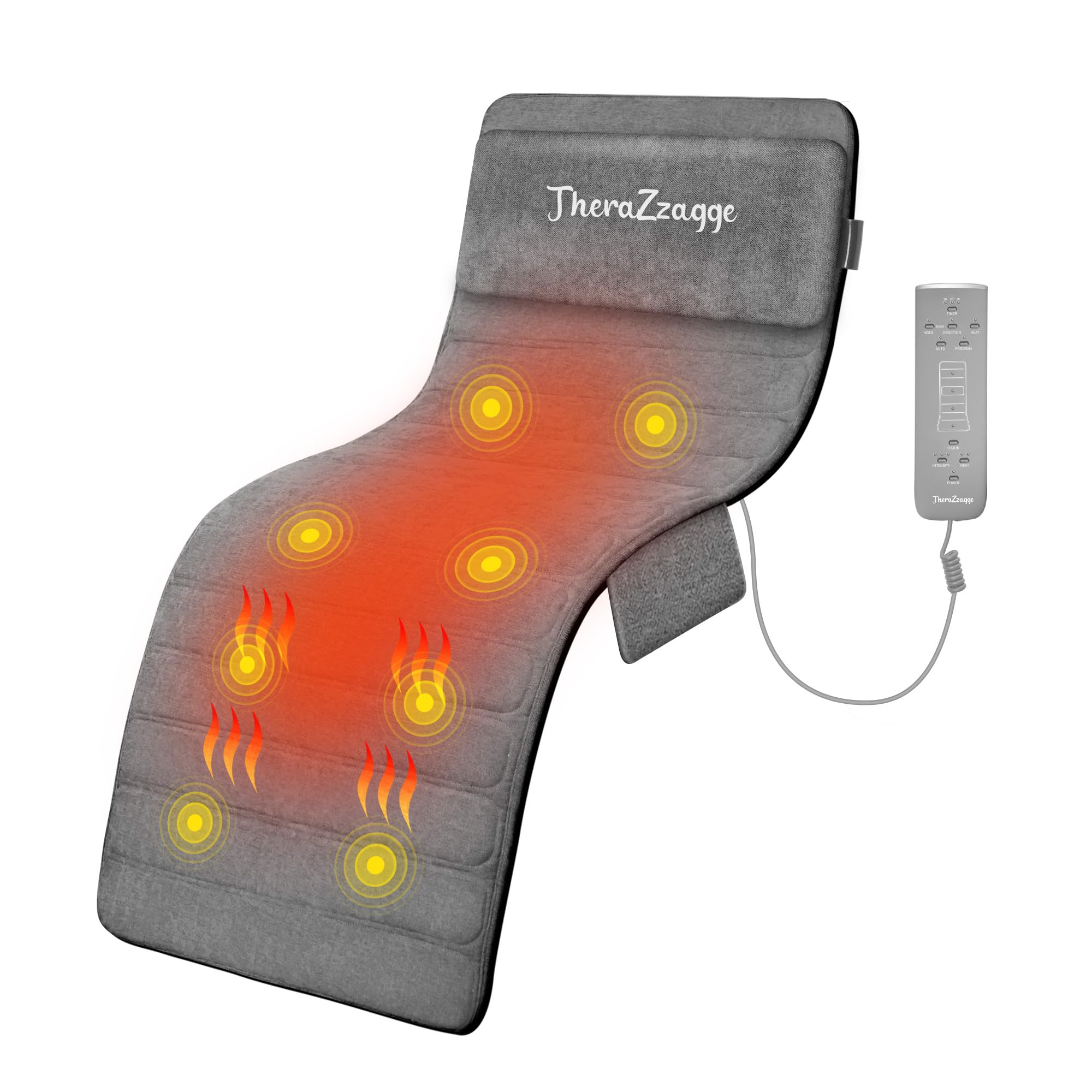 THERAZZAGGE Full Body Massage Mat with Heat, Vibration Massage Chair Pad, Back Massager with 8 Vibration Motors, Massage Chair P